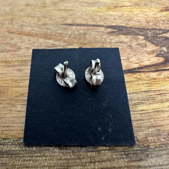 Sterling Silver & Carnelian Stud Earrings - Picture 2 of 4